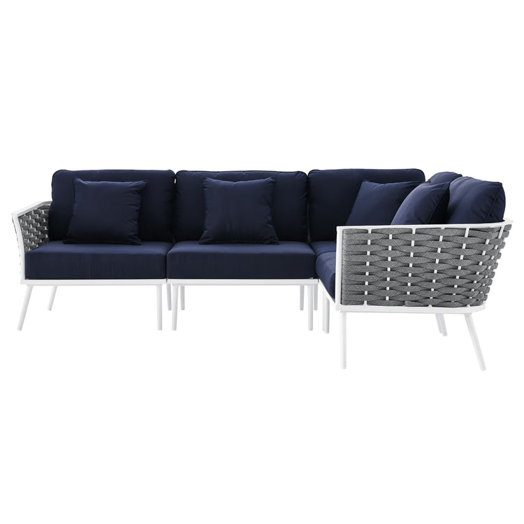 Stance Outdoor Patio Aluminum Large Sectional Sofa - White Navy