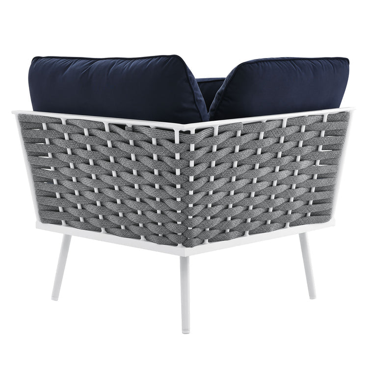 Stance Outdoor Patio Aluminum Large Sectional Sofa - White Navy