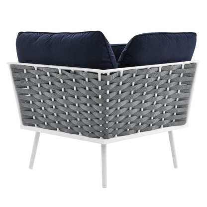 Stance Outdoor Patio Aluminum Large Sectional Sofa - White Navy