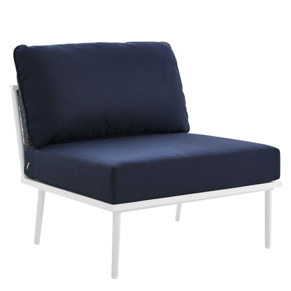 Stance Outdoor Patio Aluminum Large Sectional Sofa - White Navy