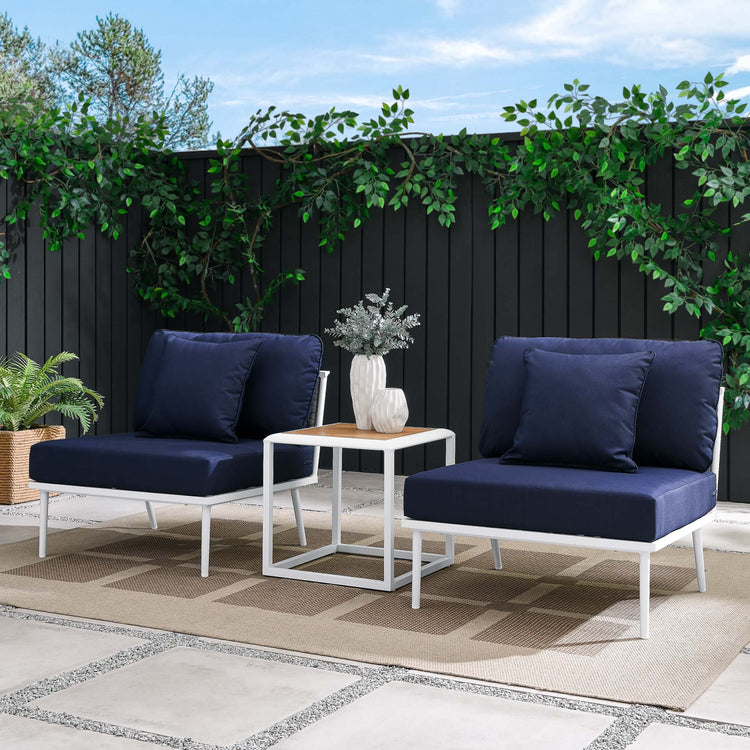 Stance 3 Piece Outdoor Patio Aluminum Set - White Navy