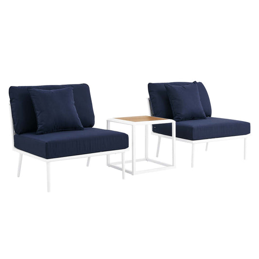 Stance 3 Piece Outdoor Patio Aluminum Set - White Navy