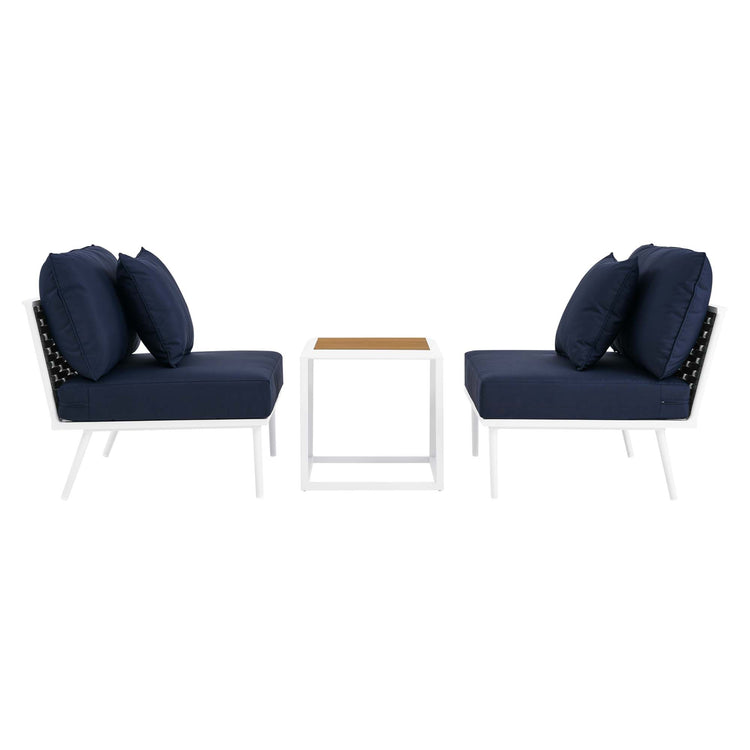 Stance 3 Piece Outdoor Patio Aluminum Set - White Navy