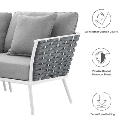 Stance 4 Piece Outdoor Patio Aluminum Sectional Sofa Set - White Gray