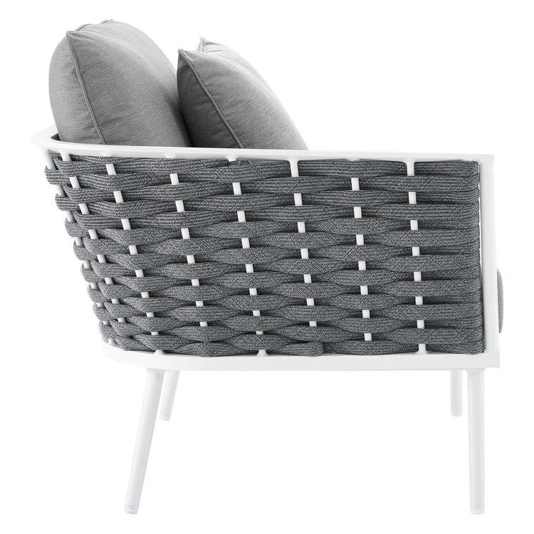 Stance 4 Piece Outdoor Patio Aluminum Sectional Sofa Set - White Gray