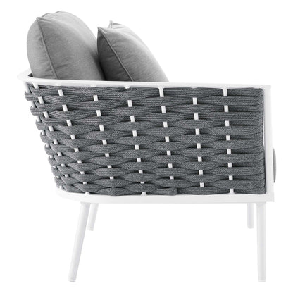 Stance 4 Piece Outdoor Patio Aluminum Sectional Sofa Set - White Gray