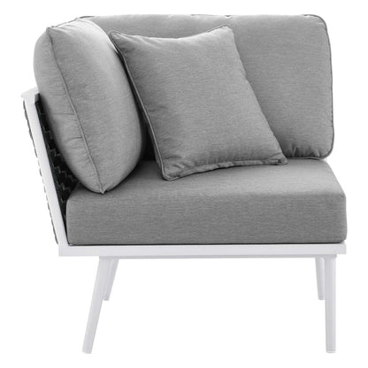 Stance 4 Piece Outdoor Patio Aluminum Sectional Sofa Set - White Gray