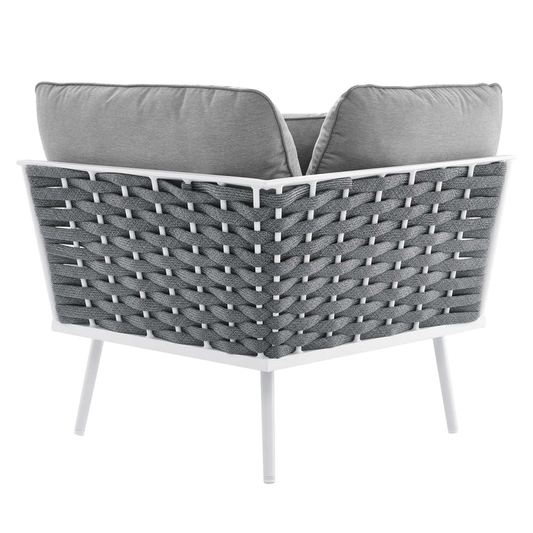 Stance 4 Piece Outdoor Patio Aluminum Sectional Sofa Set - White Gray