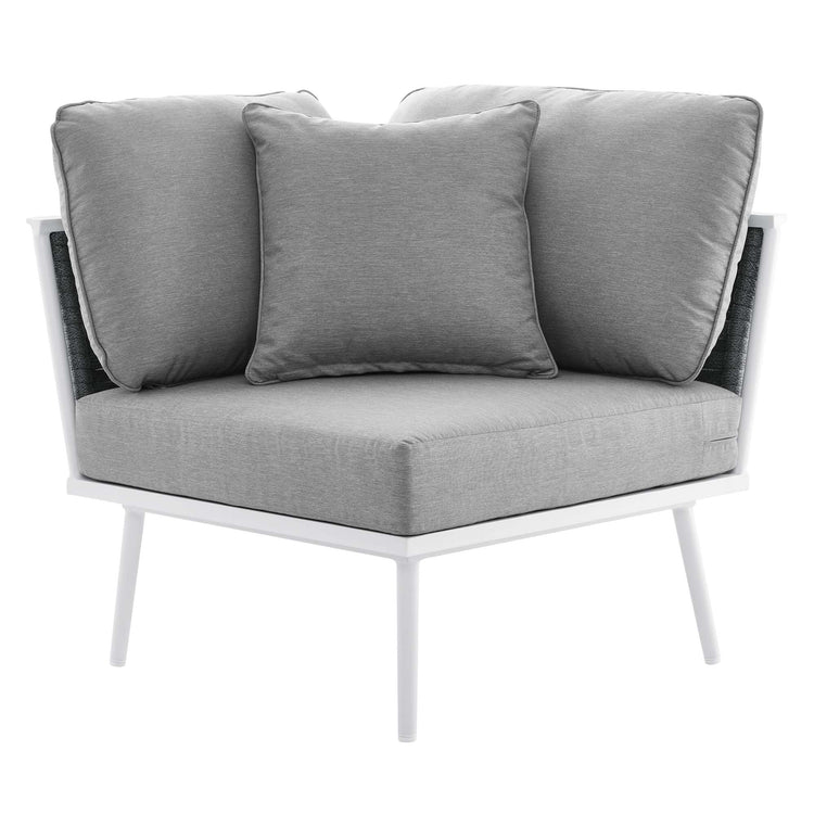 Stance 4 Piece Outdoor Patio Aluminum Sectional Sofa Set - White Gray