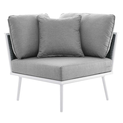 Stance 4 Piece Outdoor Patio Aluminum Sectional Sofa Set - White Gray
