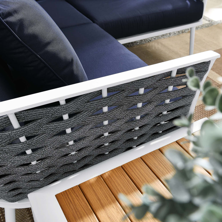 Stance 4 Piece Outdoor Patio Aluminum Sectional Sofa Set - White Navy