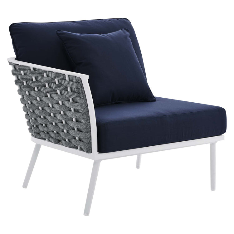 Stance 4 Piece Outdoor Patio Aluminum Sectional Sofa Set - White Navy