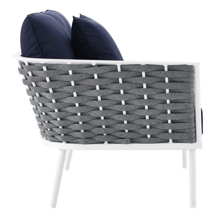 Stance 4 Piece Outdoor Patio Aluminum Sectional Sofa Set - White Navy