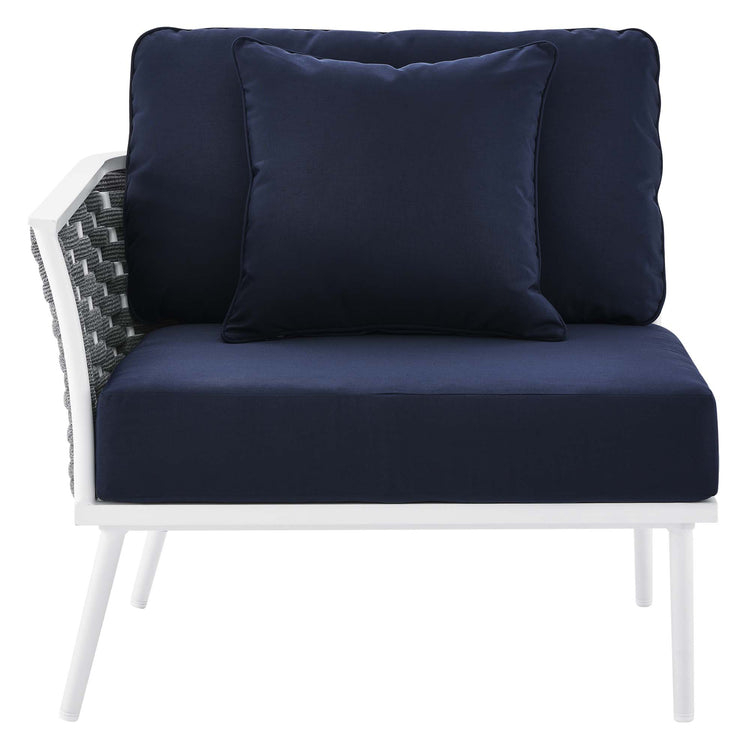Stance 4 Piece Outdoor Patio Aluminum Sectional Sofa Set - White Navy