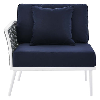 Stance 4 Piece Outdoor Patio Aluminum Sectional Sofa Set - White Navy