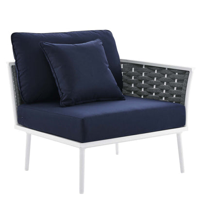 Stance 4 Piece Outdoor Patio Aluminum Sectional Sofa Set - White Navy