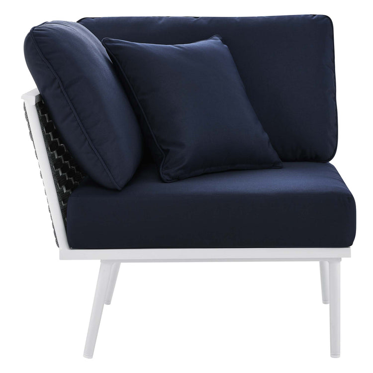 Stance 4 Piece Outdoor Patio Aluminum Sectional Sofa Set - White Navy