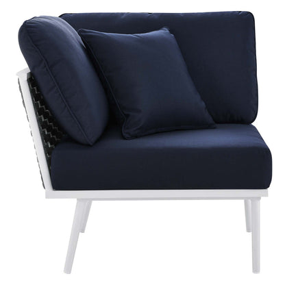 Stance 4 Piece Outdoor Patio Aluminum Sectional Sofa Set - White Navy