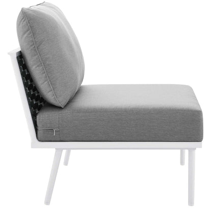 Stance 7 Piece Outdoor Patio Aluminum Sectional Sofa Set - White Gray