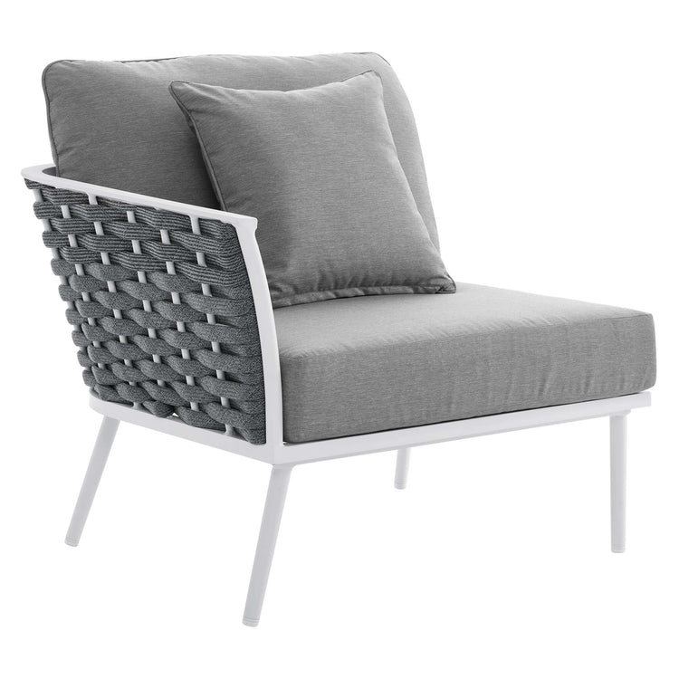 Stance 7 Piece Outdoor Patio Aluminum Sectional Sofa Set - White Gray