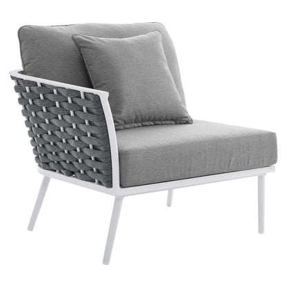 Stance 8 Piece Outdoor Patio Aluminum Sectional Sofa Set - White Gray