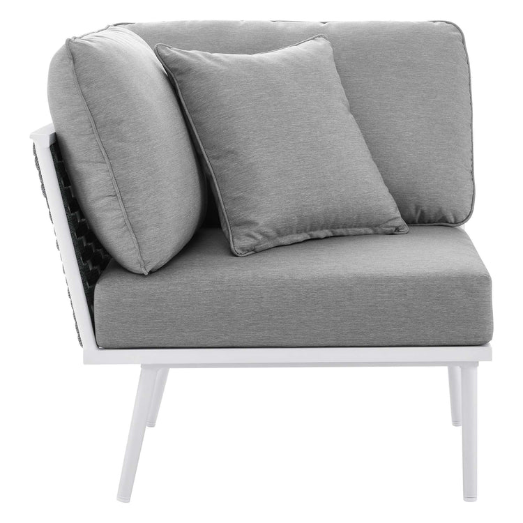 Stance 8 Piece Outdoor Patio Aluminum Sectional Sofa Set - White Gray