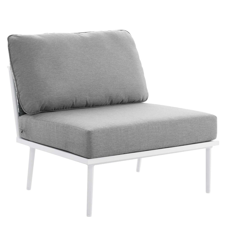 Stance 8 Piece Outdoor Patio Aluminum Sectional Sofa Set - White Gray