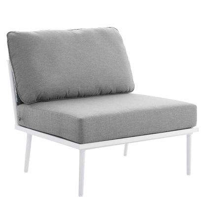 Stance 8 Piece Outdoor Patio Aluminum Sectional Sofa Set - White Gray