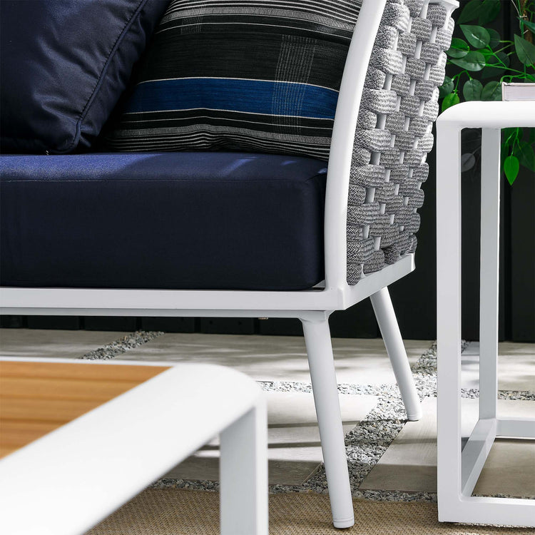 Stance 8 Piece Outdoor Patio Aluminum Sectional Sofa Set - White Navy