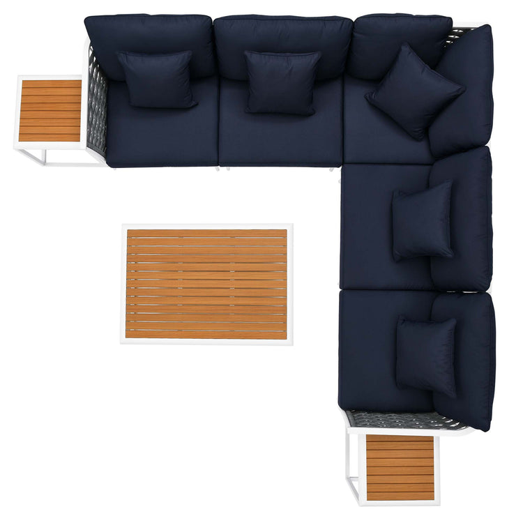 Stance 8 Piece Outdoor Patio Aluminum Sectional Sofa Set - White Navy
