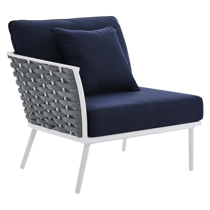 Stance 8 Piece Outdoor Patio Aluminum Sectional Sofa Set - White Navy