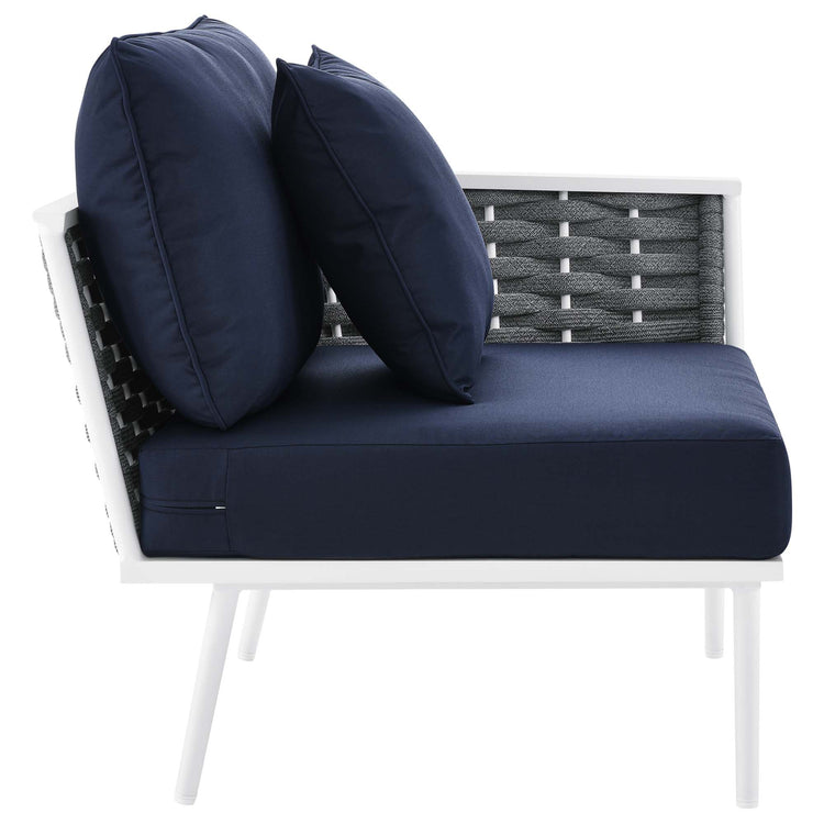 Stance 8 Piece Outdoor Patio Aluminum Sectional Sofa Set - White Navy