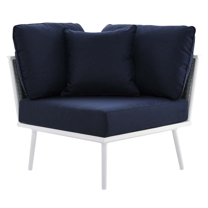 Stance 8 Piece Outdoor Patio Aluminum Sectional Sofa Set - White Navy