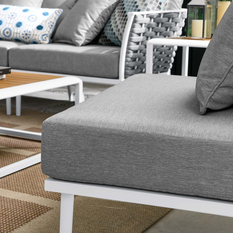 Stance 9 Piece Aluminum Outdoor Patio Sectional Sofa Set - White Gray