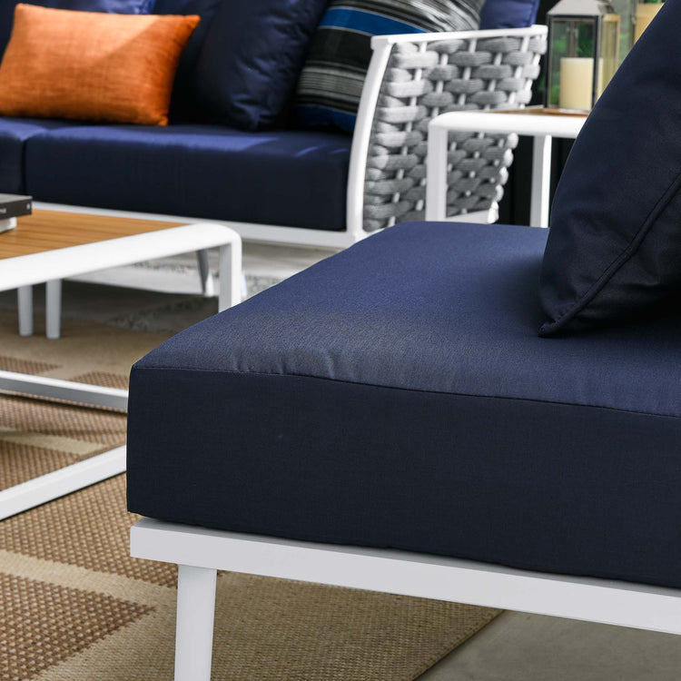 Stance 9 Piece Aluminum Outdoor Patio Sectional Sofa Set - White Navy