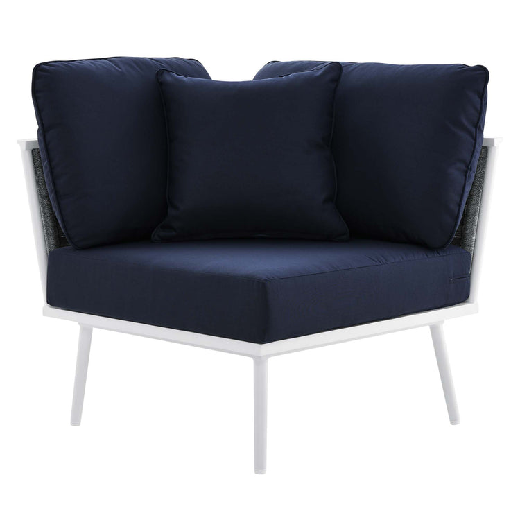 Stance 9 Piece Aluminum Outdoor Patio Sectional Sofa Set - White Navy