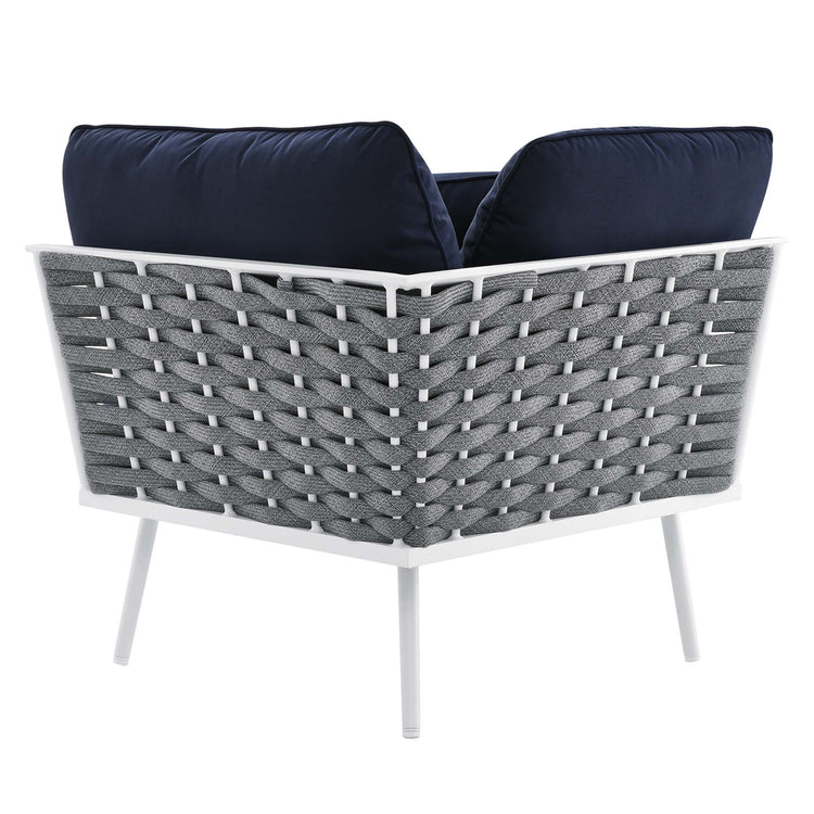 Stance 9 Piece Aluminum Outdoor Patio Sectional Sofa Set - White Navy