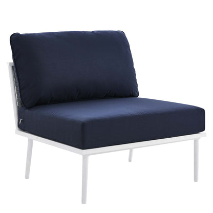 Stance 9 Piece Aluminum Outdoor Patio Sectional Sofa Set - White Navy