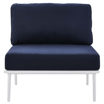 Stance 9 Piece Aluminum Outdoor Patio Sectional Sofa Set - White Navy