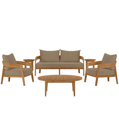 Brisbane 6-Piece Teak Wood Outdoor Patio Set - Natural Light Brown