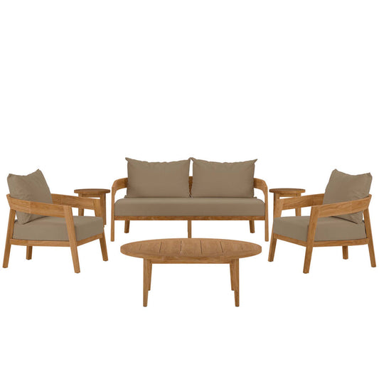 Brisbane 6-Piece Teak Wood Outdoor Patio Set - Natural Light Brown
