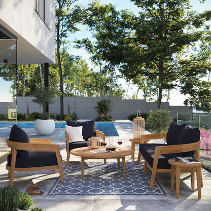 Brisbane 6-Piece Teak Wood Outdoor Patio Set - Natural Navy