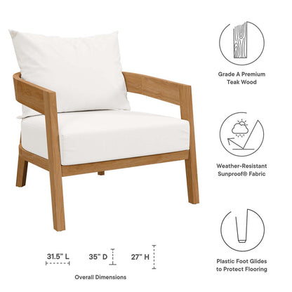 Brisbane 6-Piece Teak Wood Outdoor Patio Set - Natural White