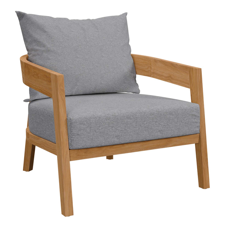 Brisbane 3-Piece Teak Wood Outdoor Patio Set - Natural Gray