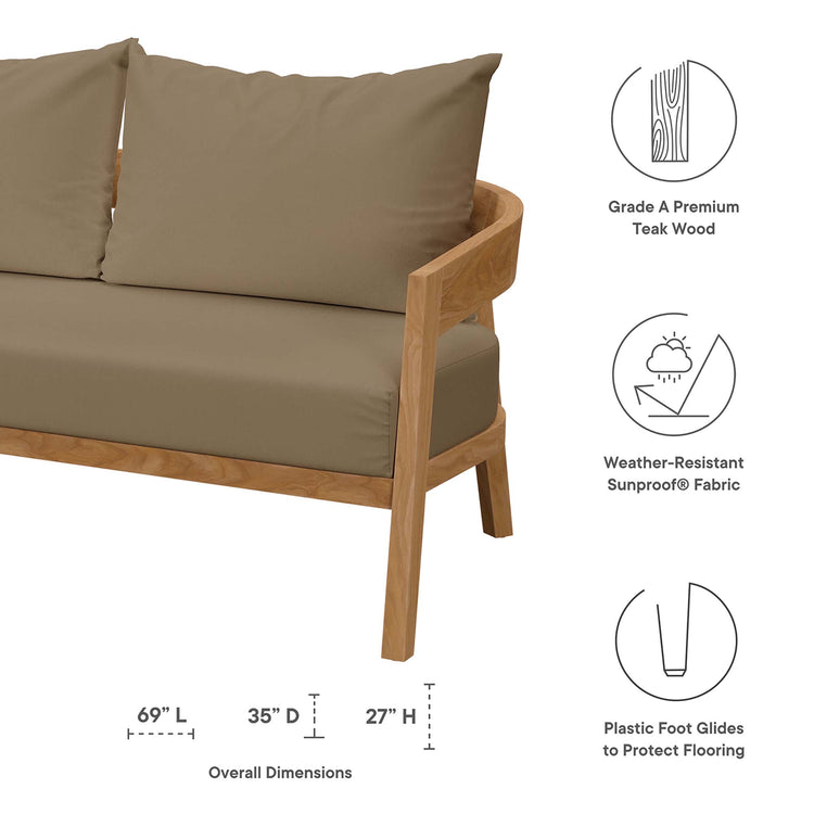 Brisbane 3-Piece Teak Wood Outdoor Patio Set - Natural Light Brown