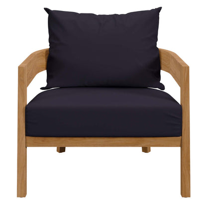 Brisbane 3-Piece Teak Wood Outdoor Patio Set - Natural Navy