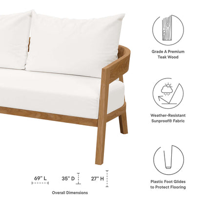 Brisbane 3-Piece Teak Wood Outdoor Patio Set - Natural White