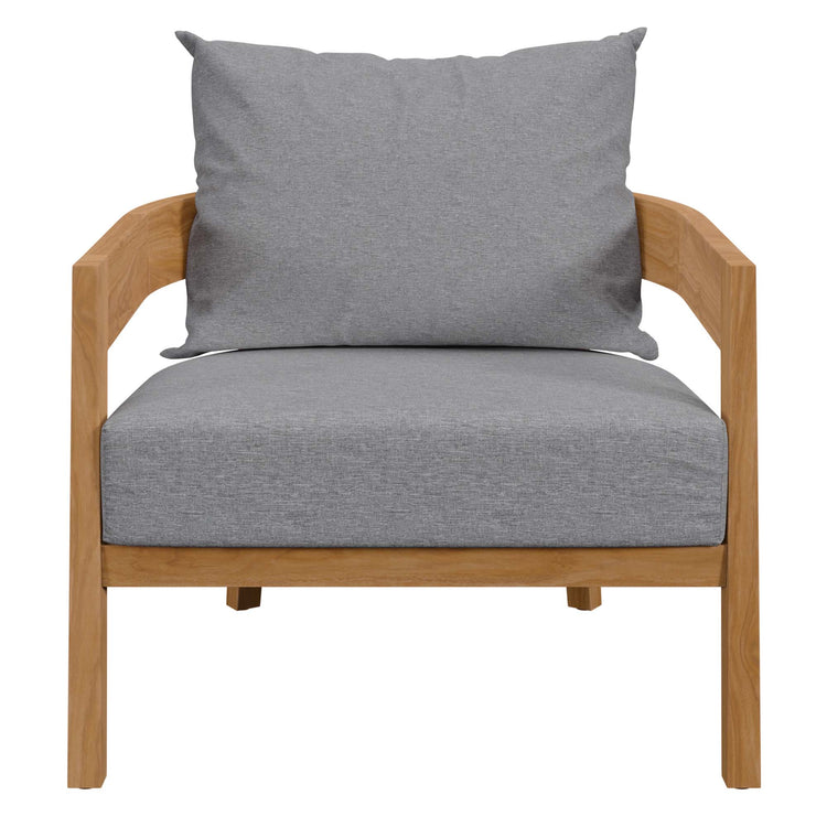 Brisbane 3-Piece Teak Wood Outdoor Patio Set - Natural Gray