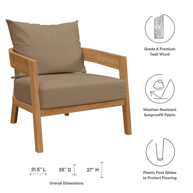 Brisbane 3-Piece Teak Wood Outdoor Patio Set - Natural Light Brown