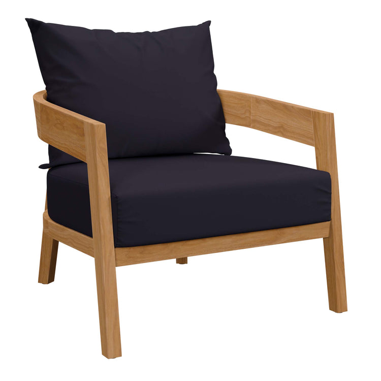 Brisbane 3-Piece Teak Wood Outdoor Patio Set - Natural Navy